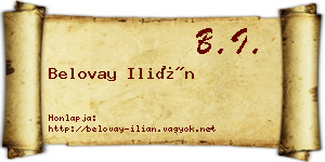 Belovay Ilián névjegykártya
